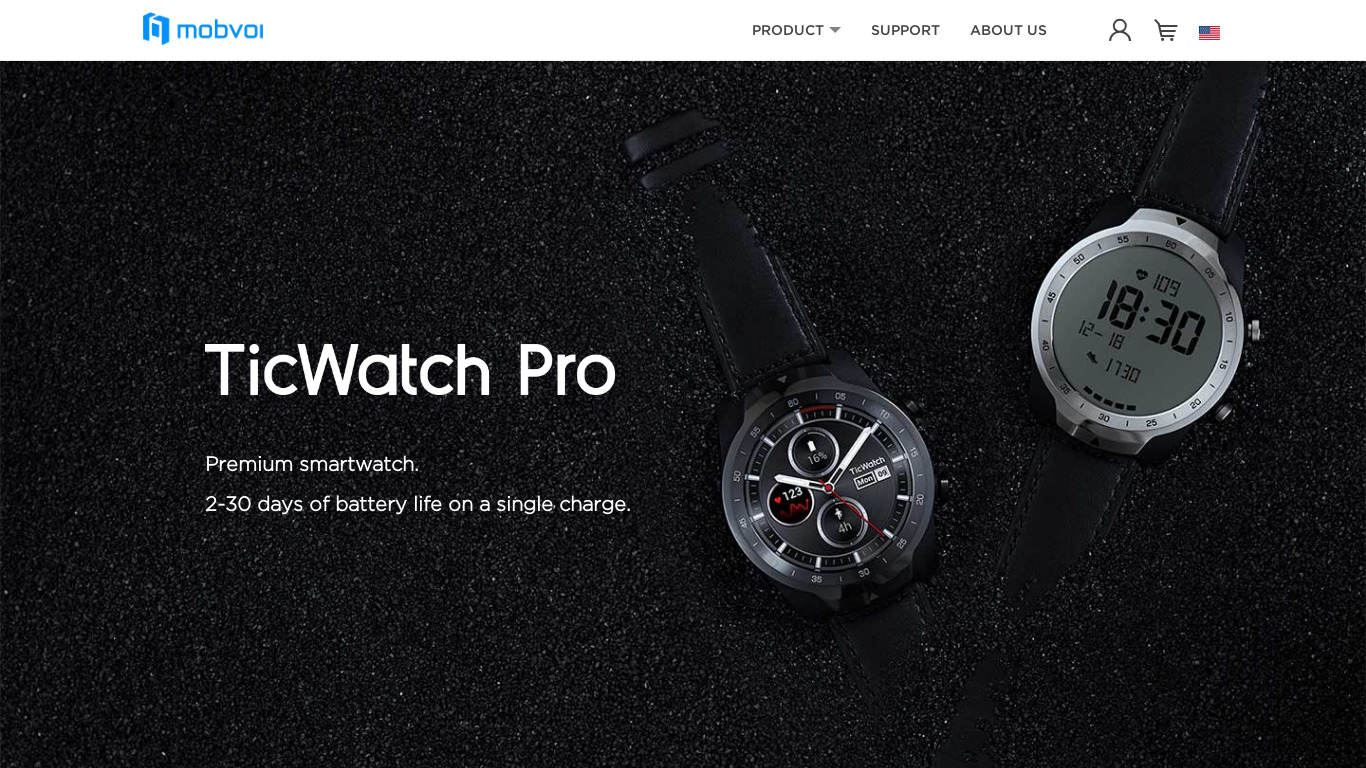Tic Watch Pro Landing page
