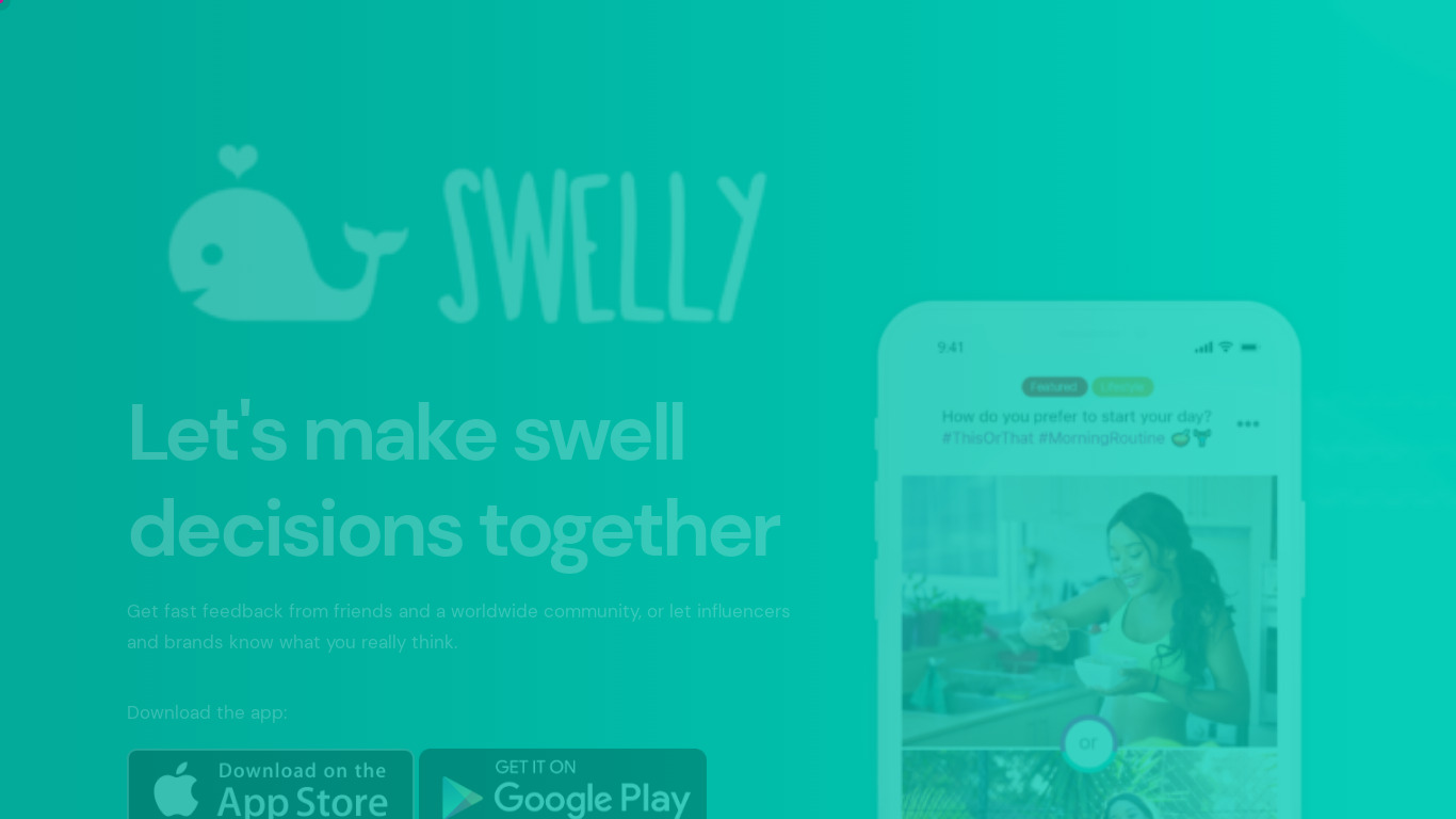 Swelly Landing page