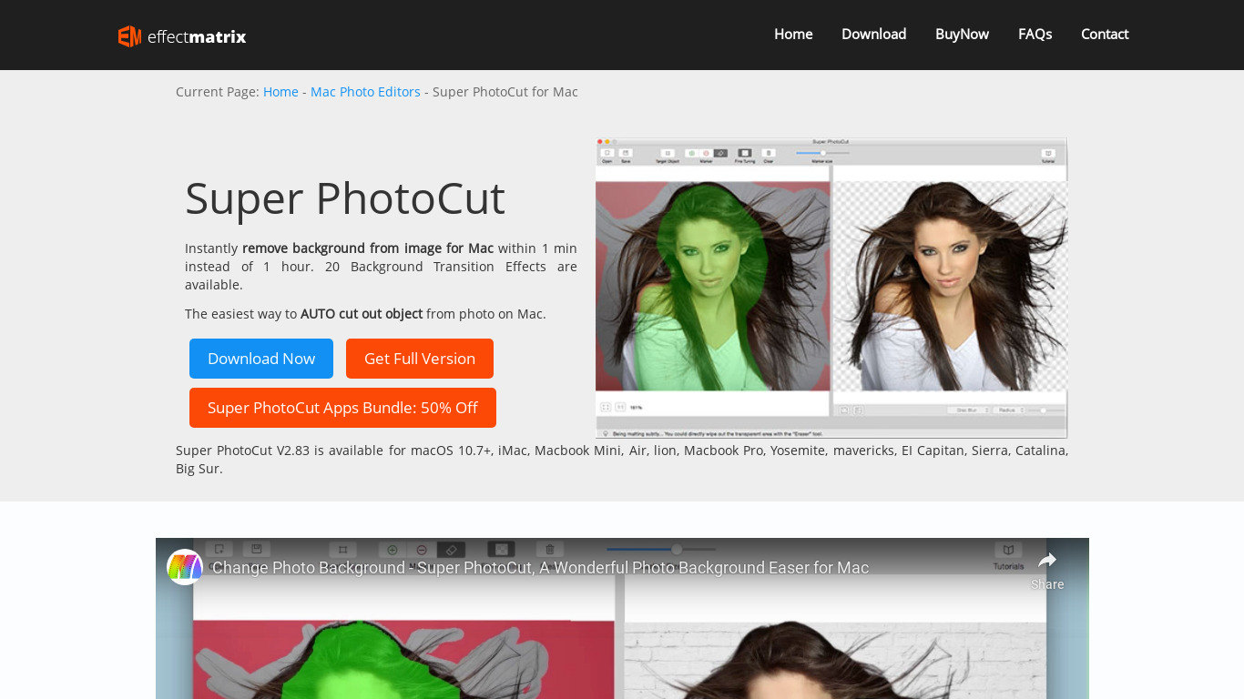 Super PhotoCut Landing page