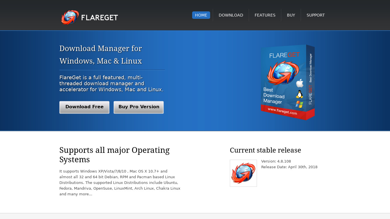 flareGet Landing page