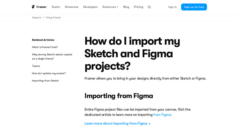 Sketch Plugin for Framer Landing Page