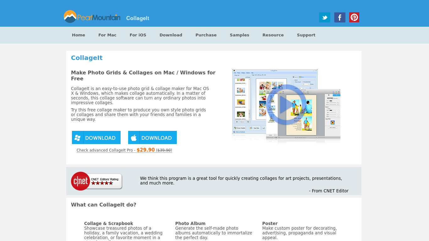 CollageIt Landing page