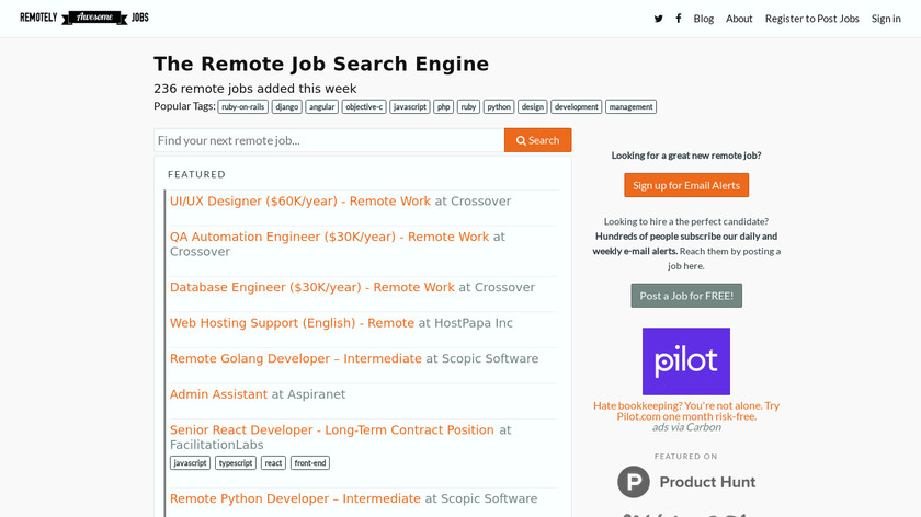 Remotely Awesome Jobs Landing Page