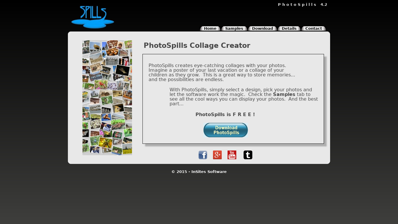 PhotoSpills Landing page