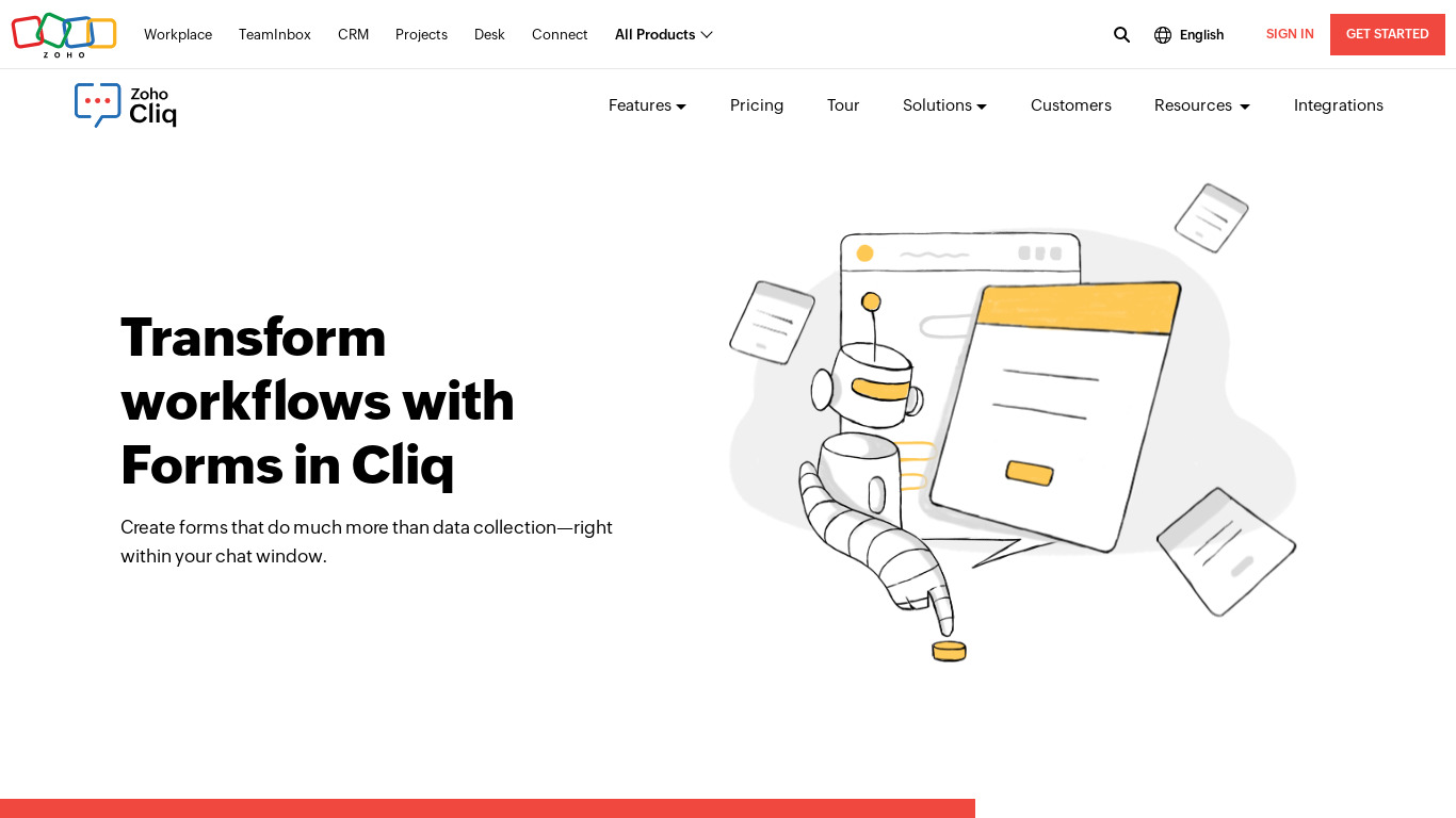 Forms by Cliq Landing page