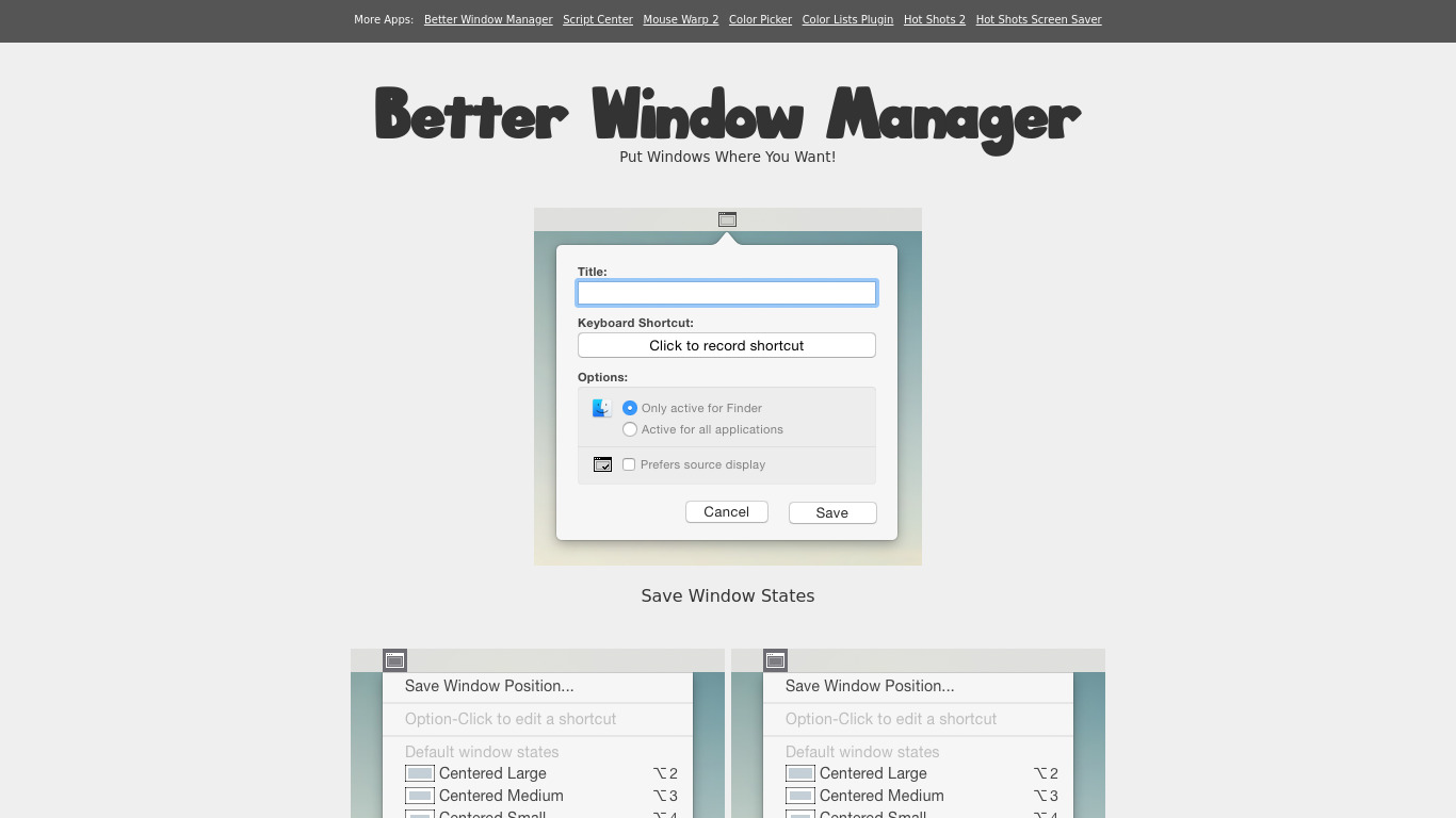 Better Window Manager Landing page