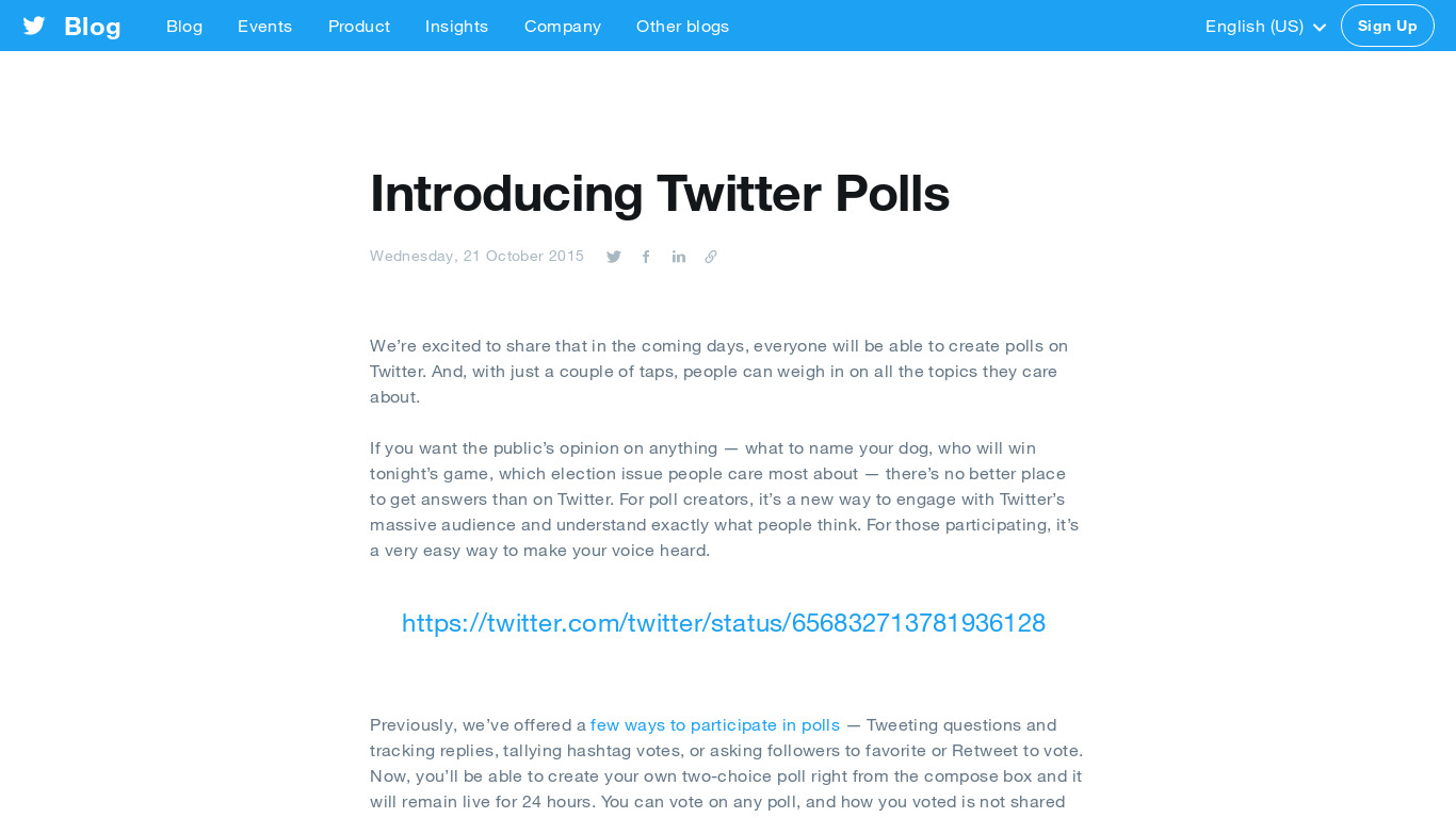 Twitter Polls Landing page