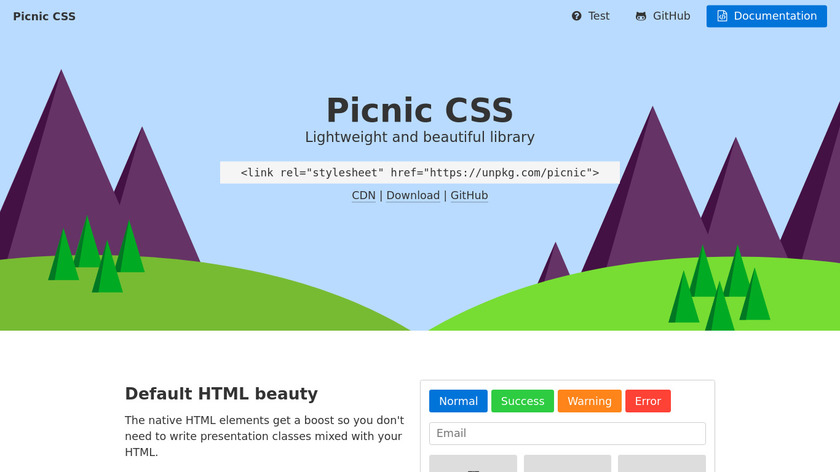 Picnic CSS Landing Page