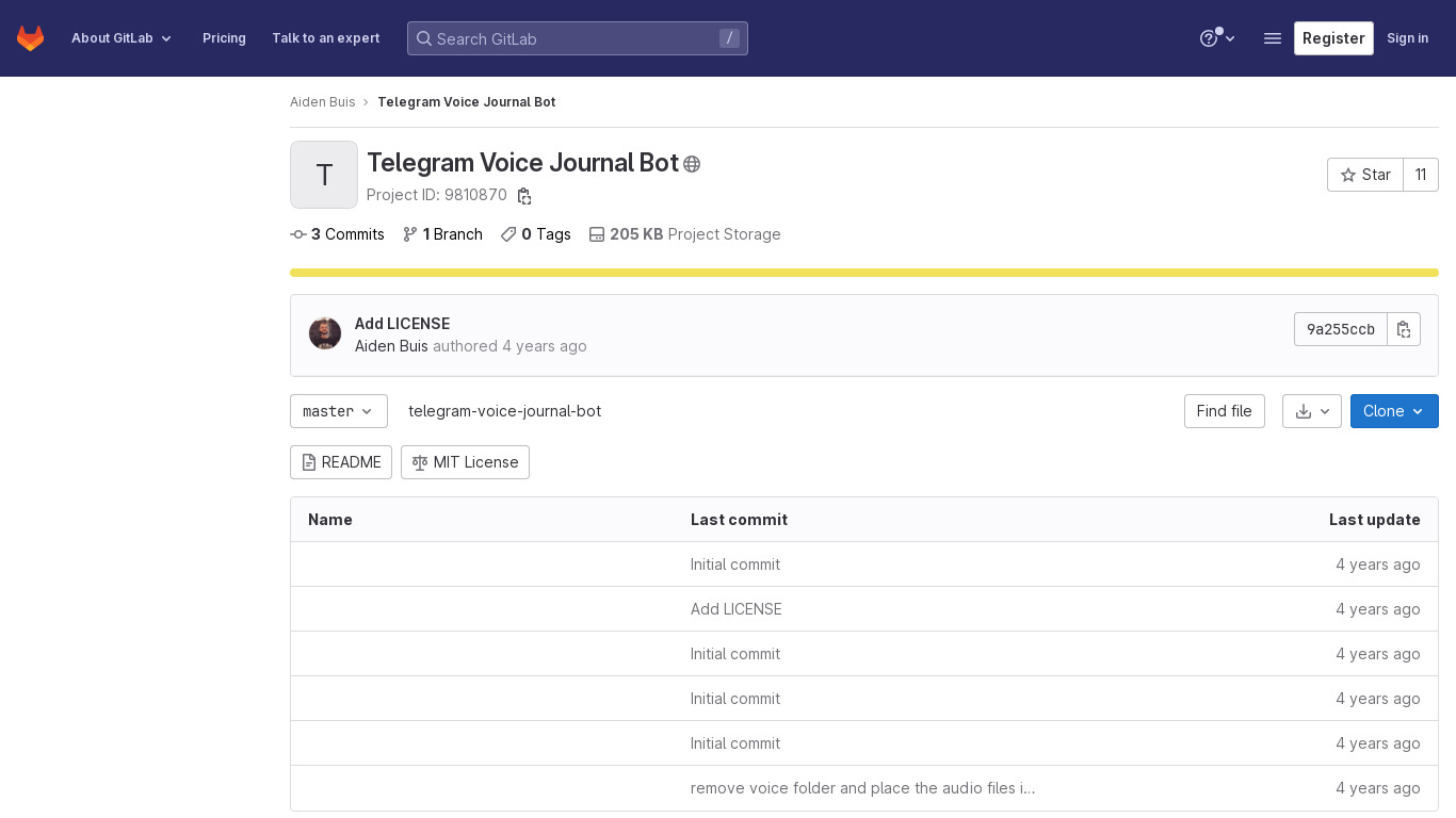 Telegram Voice Journaling Bot Landing page