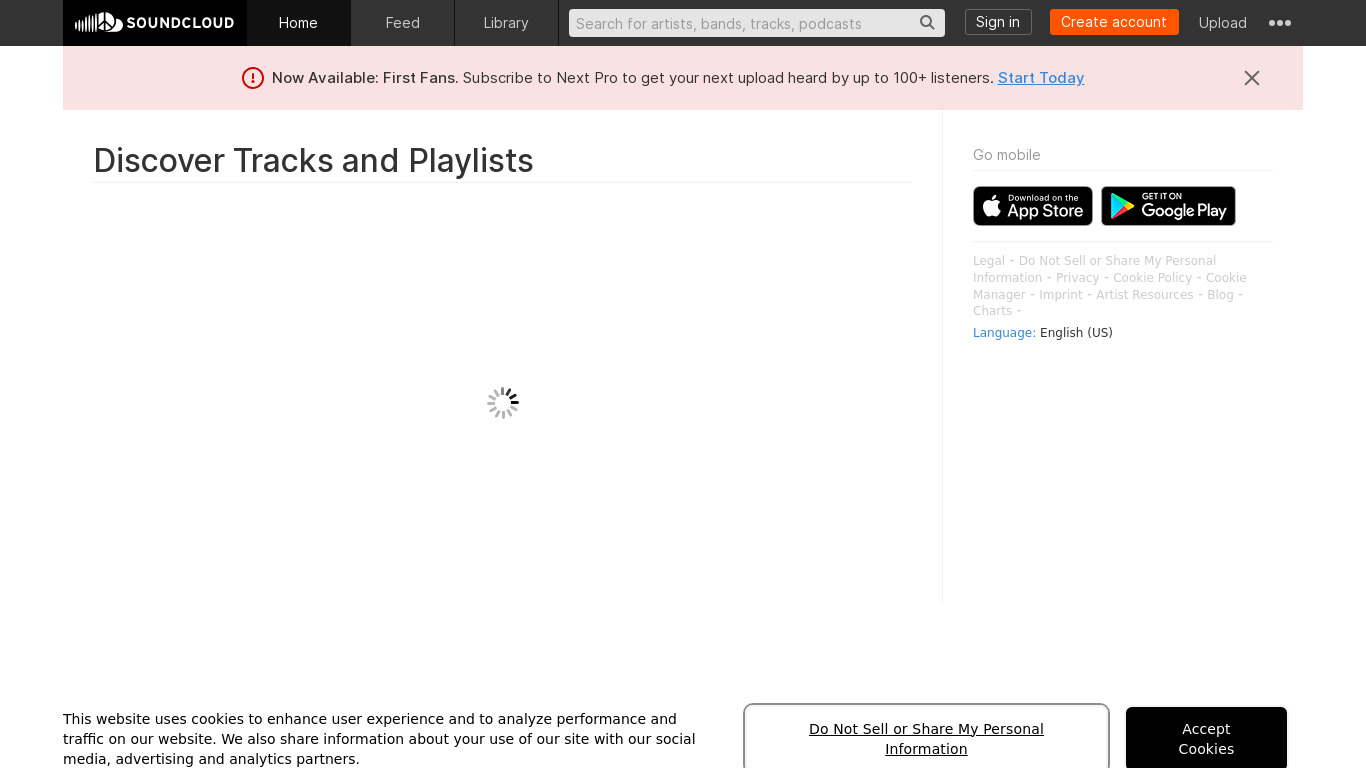 SoundCloud Discover Landing page