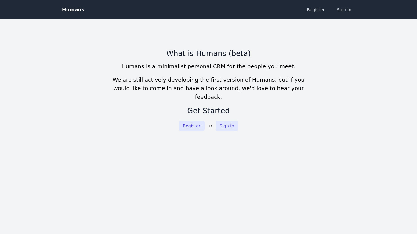 Humans.io Landing page