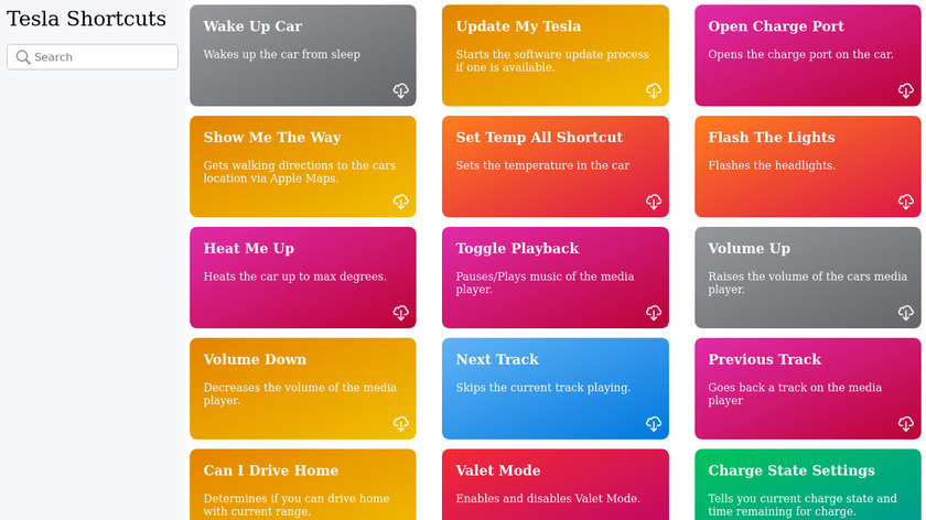 Tesla Shortcuts Landing Page