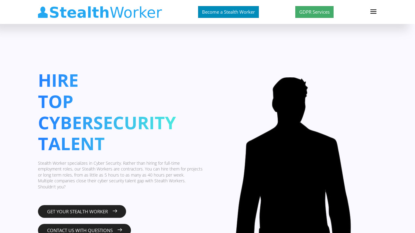 Stealth Worker Landing page