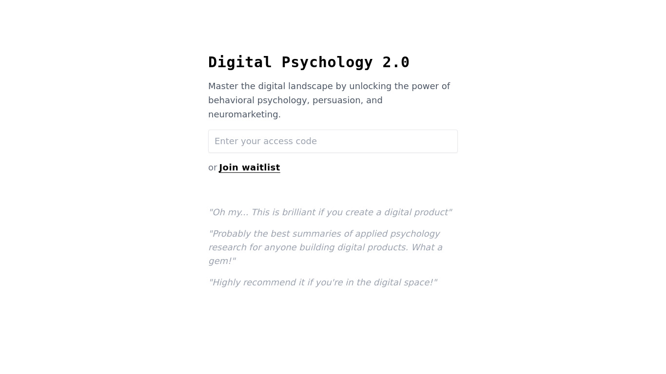 Digital Psychology Landing page