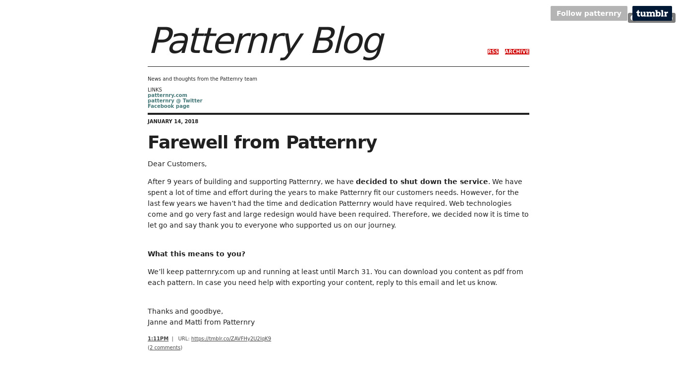 Patternry Landing page