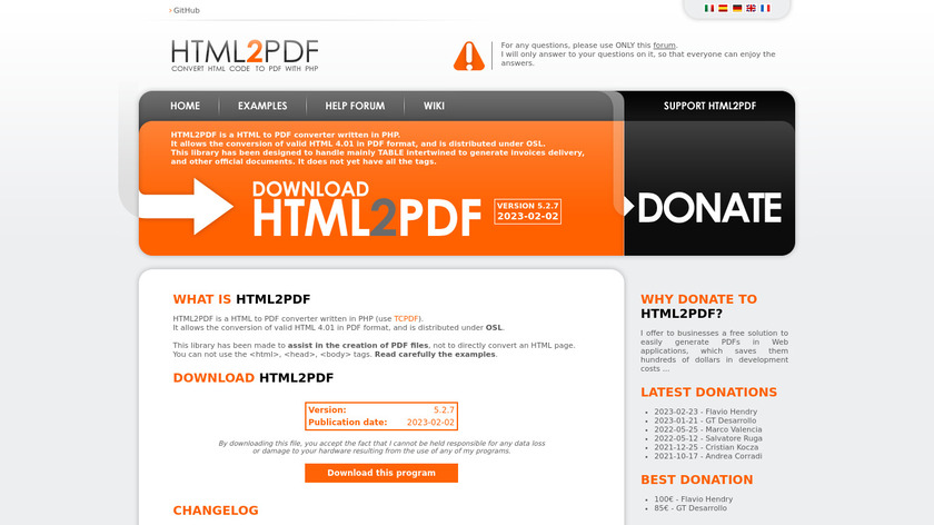 HTML2PDF.fr Landing Page