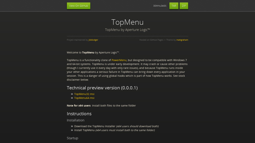 TopMenu Landing Page