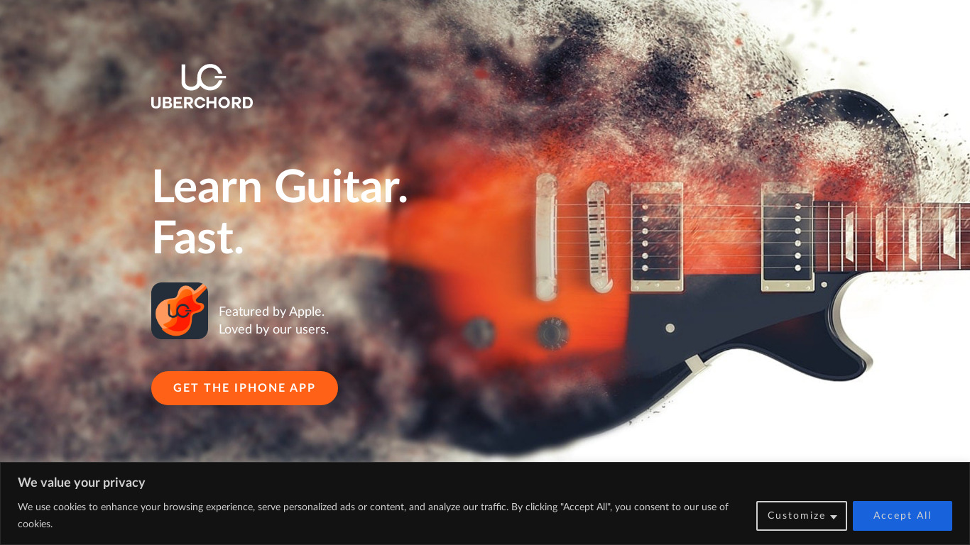 Uberchord Guitar Landing page