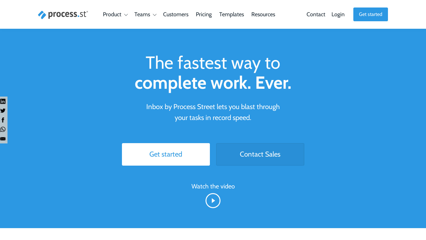 Inbox by Process Street Landing page