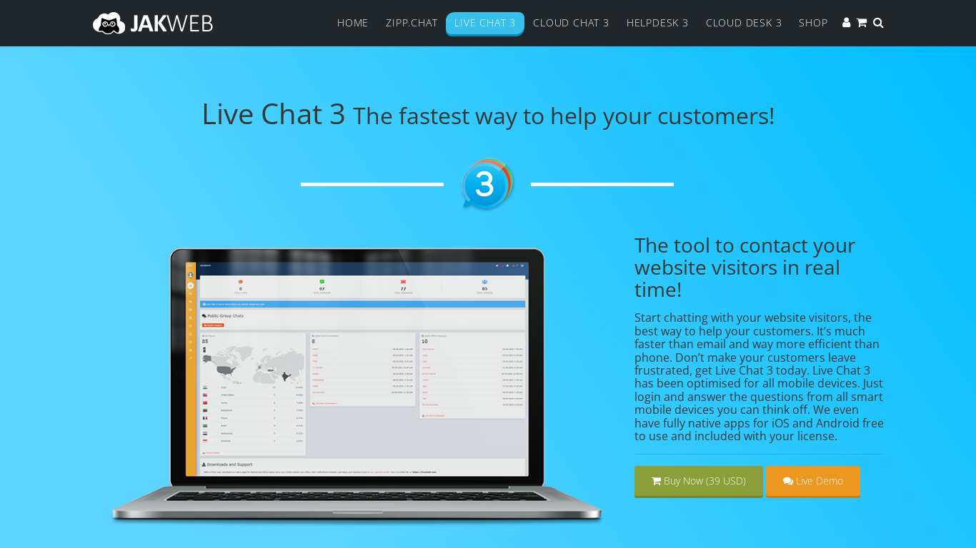 Live Chat 3 Landing page