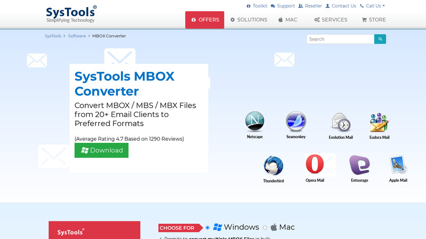 SysTools MBOX Converter Landing Page