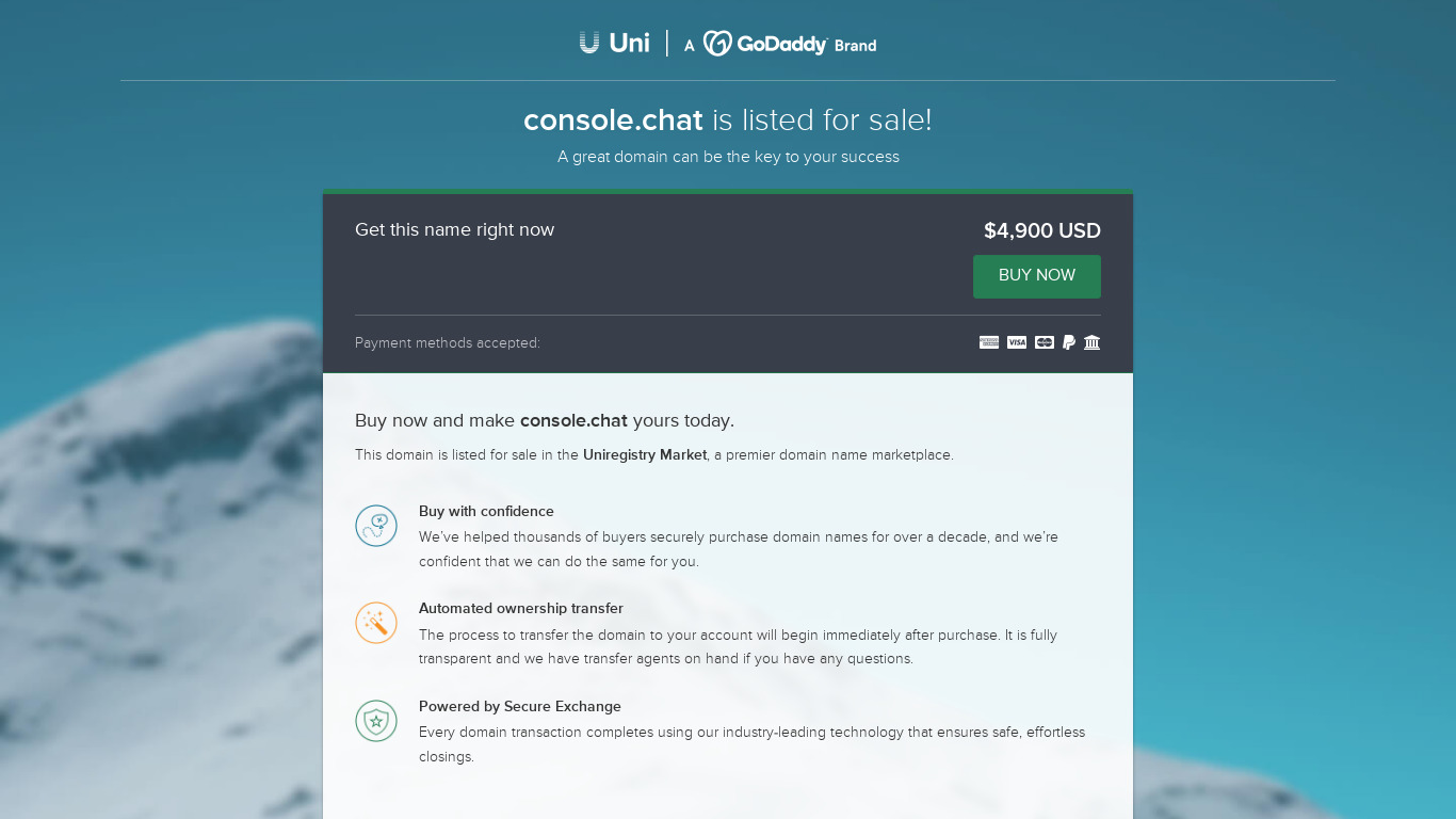 console.chat Landing page