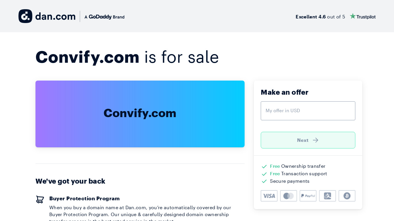 Convify Landing page