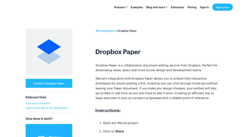 Marvel + Dropbox Paper Landing Page