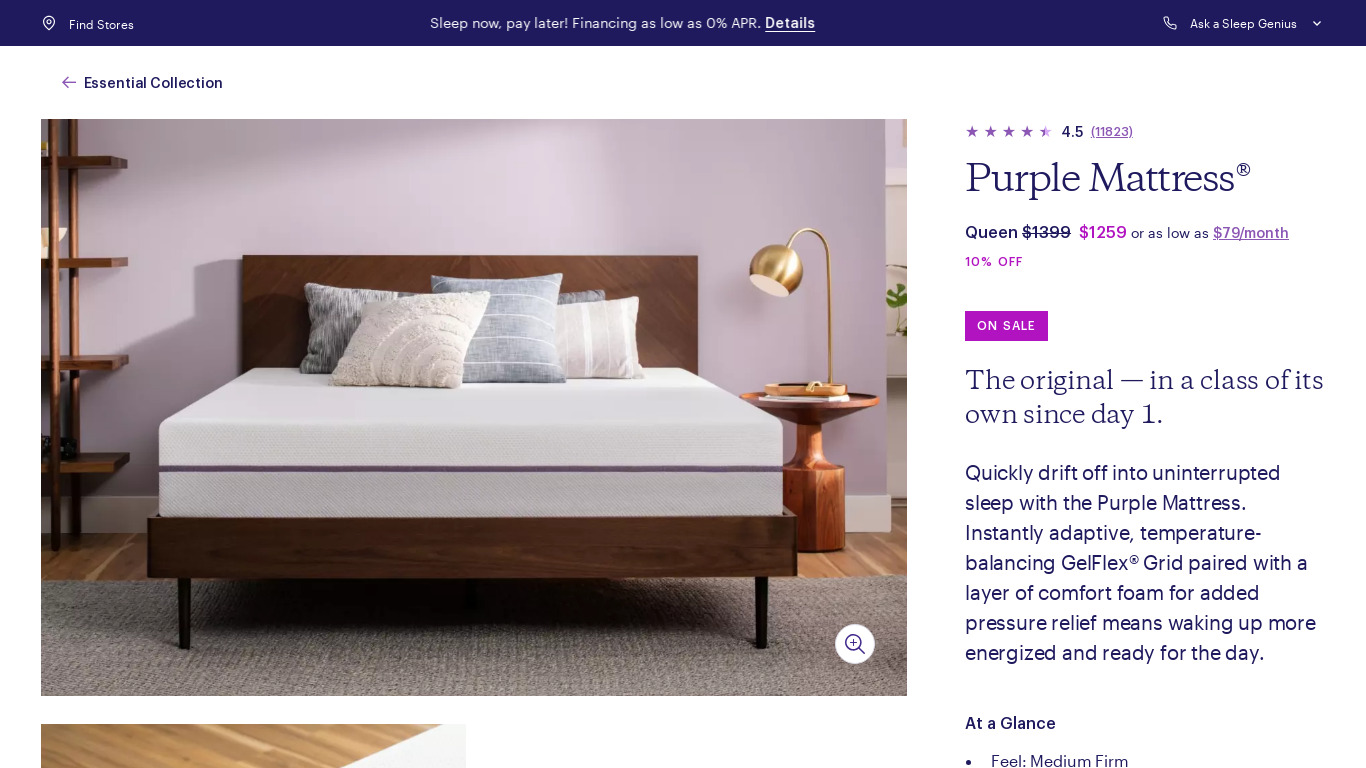 Purple Mattress Landing page