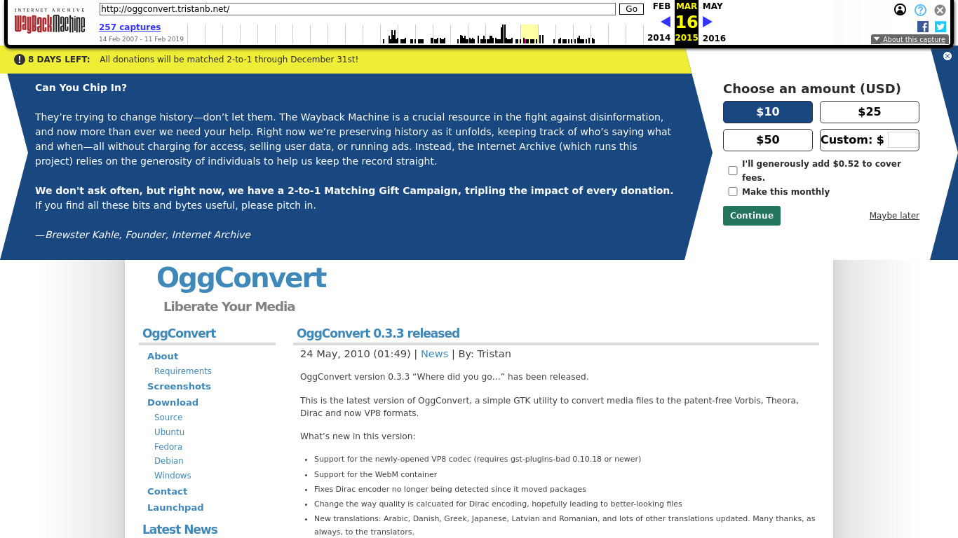OggConvert Landing page
