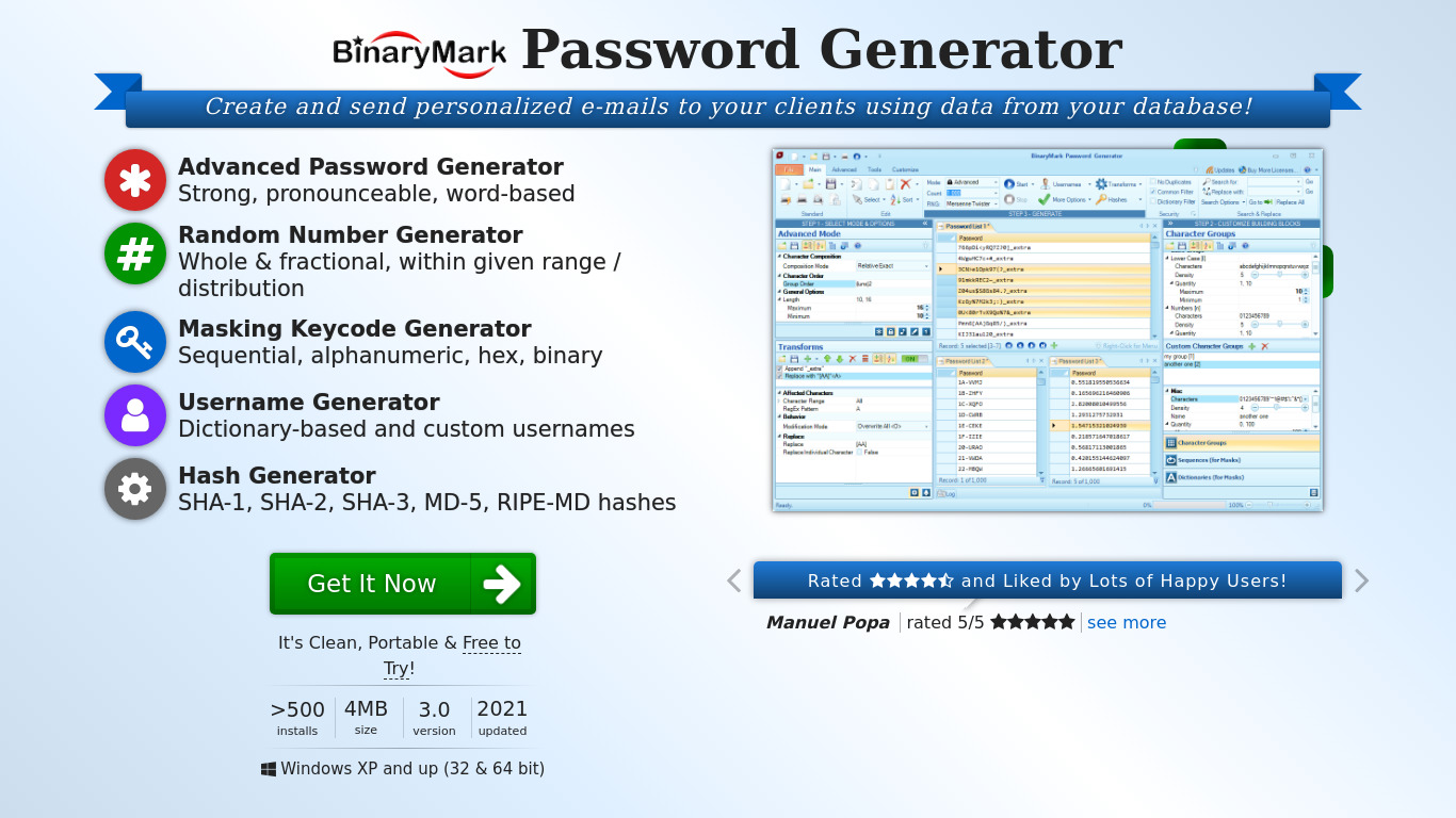 Password Generator 2015 Landing page