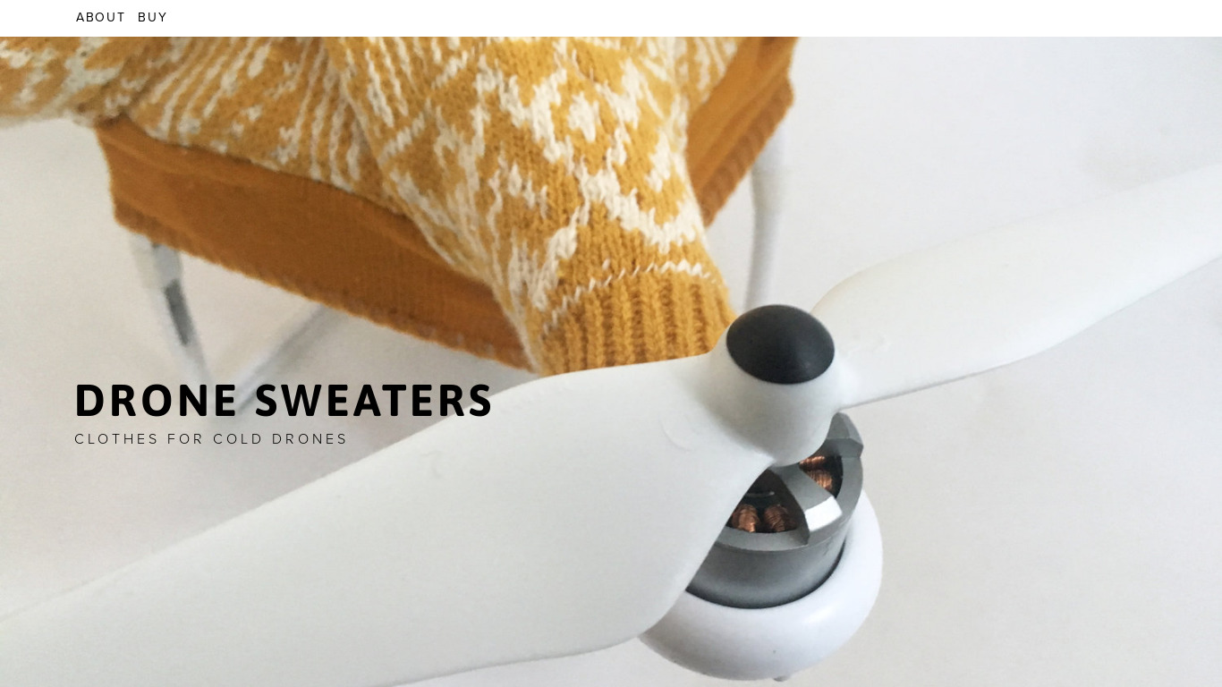 Drone Sweaters Landing page