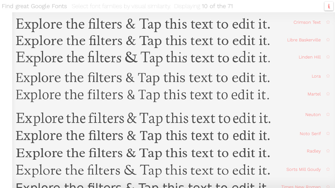 Better Google Font Finder Landing page