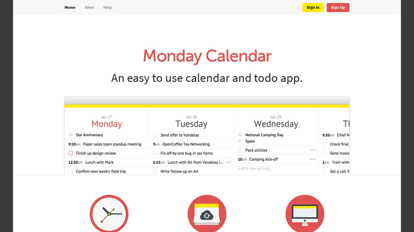 Monday Calendar Landing Page