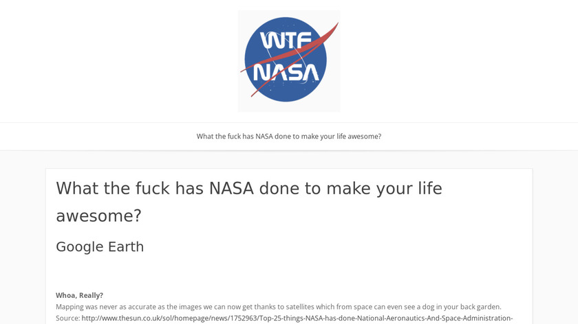 WTF NASA Landing Page