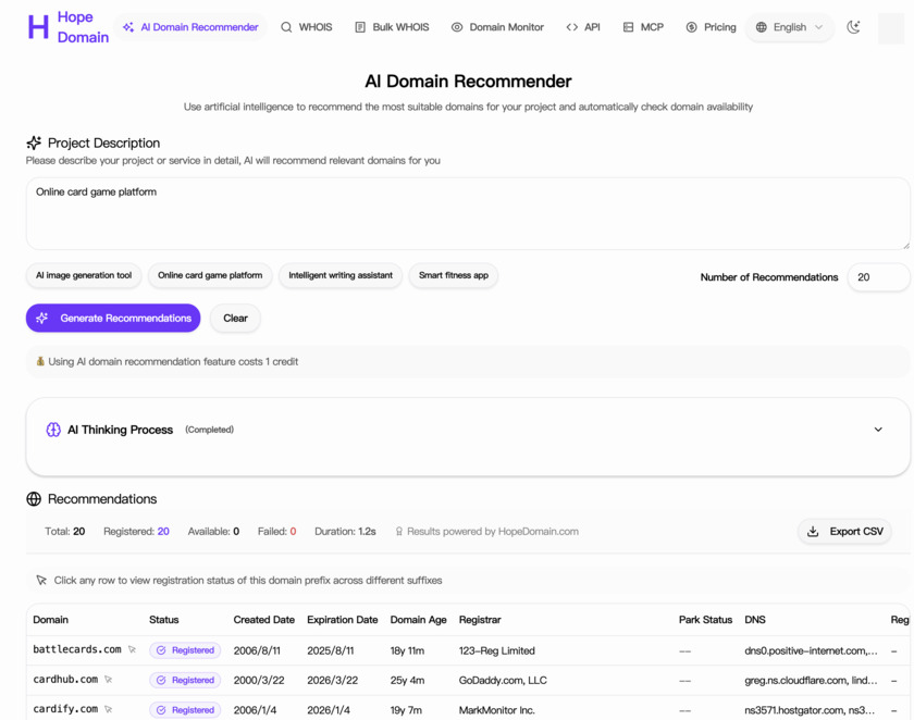 Hope Domain Landing Page
