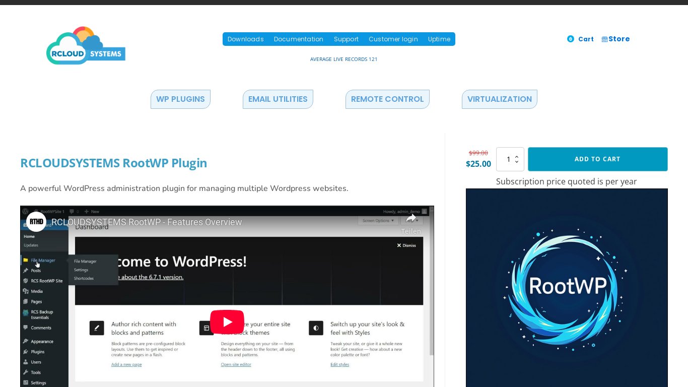 RootWP Landing page