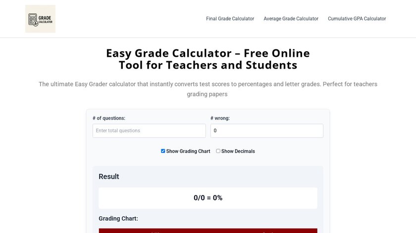 Easy Grades Calculator Landing Page