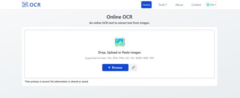 OCR.ac Landing Page