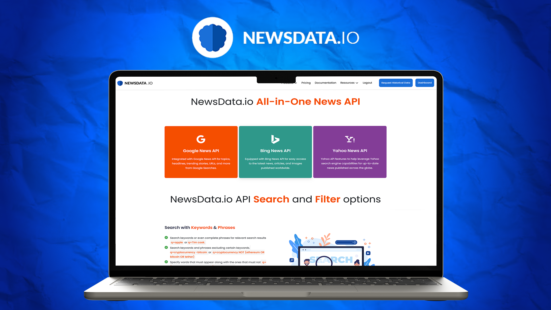 Newsdata.io Get news API alternatives such as Google News API, Yahoo News API, and Bing News API. 