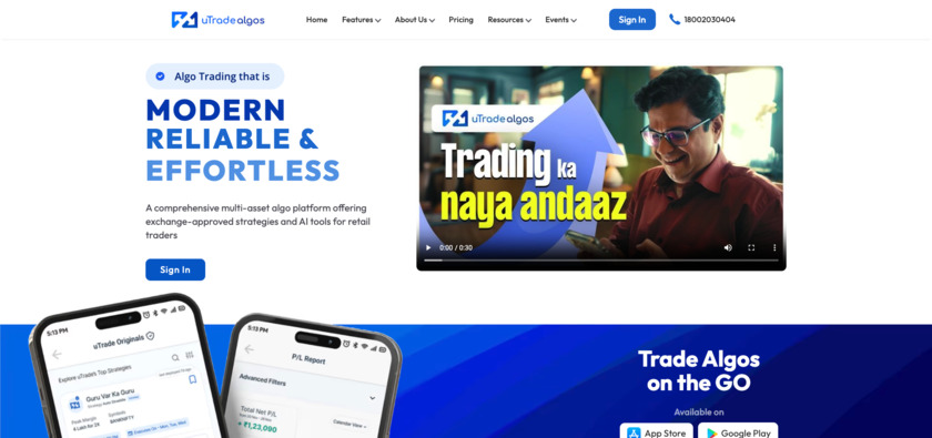 uTrade Algos Landing Page