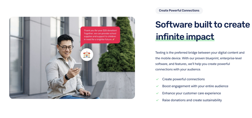 Powered by Text Landing Page