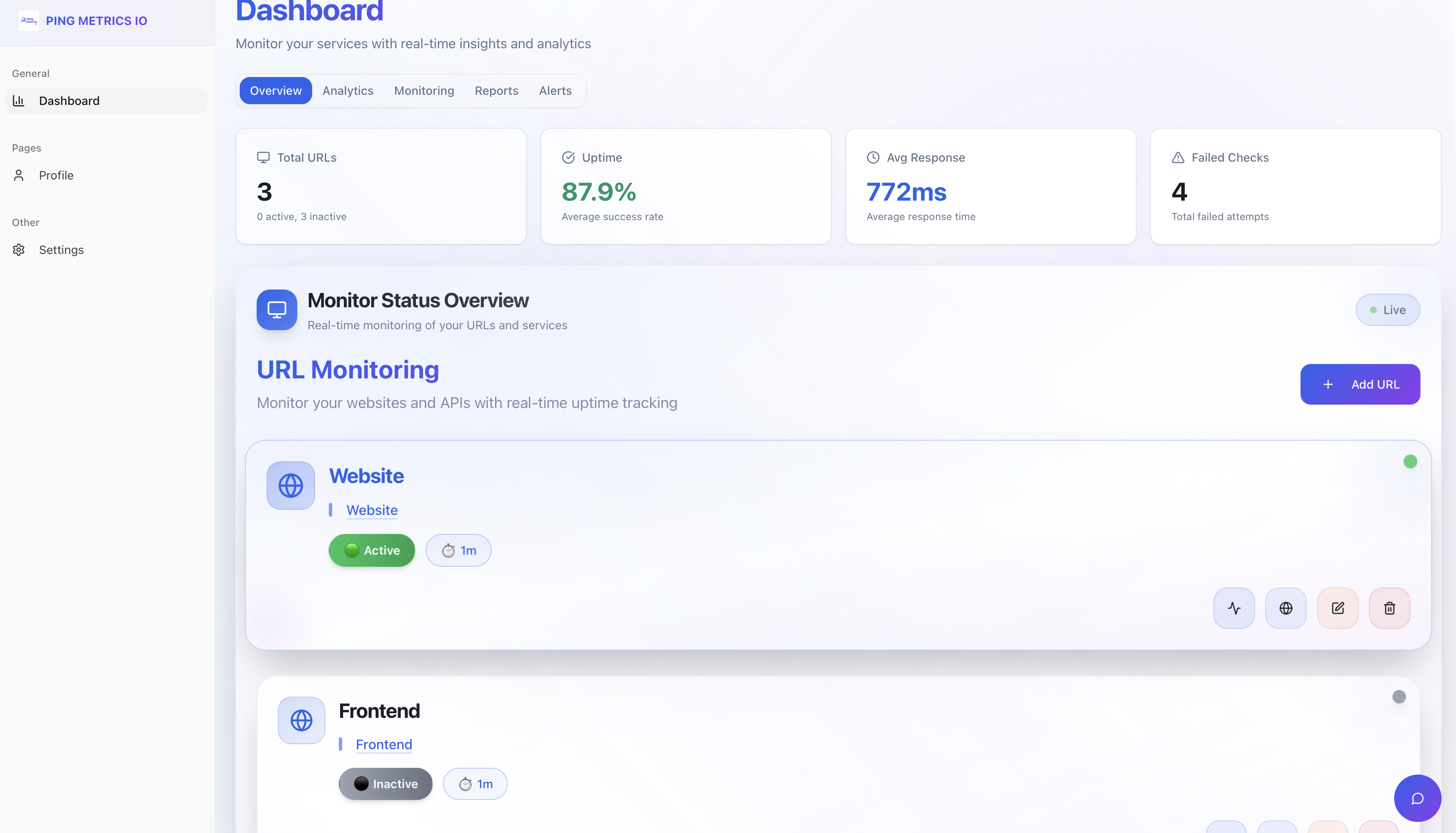 PingMetrics.io 