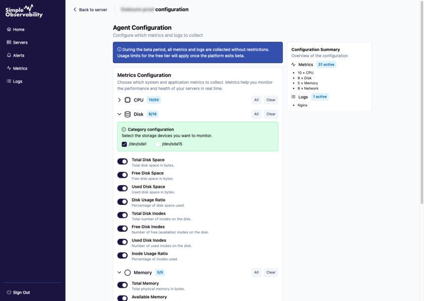 Simple Observability Landing Page