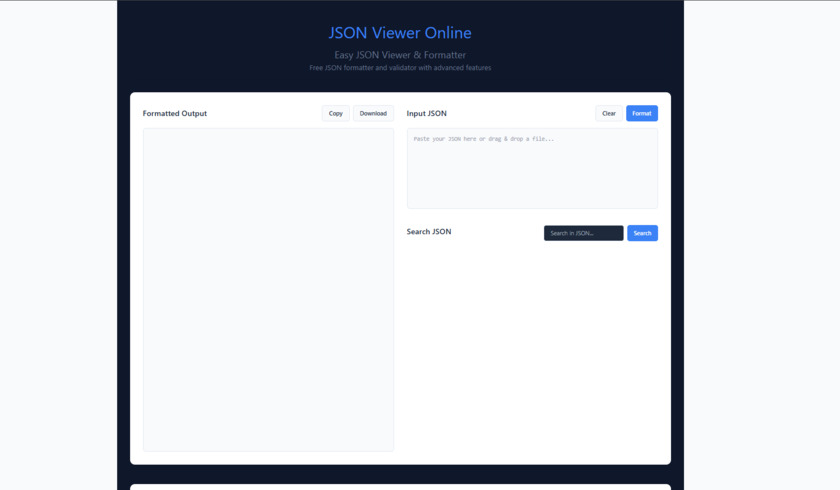 Easy JSON Viewer Landing Page