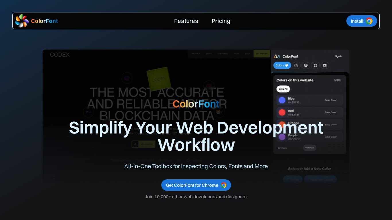ColorFont Landing page