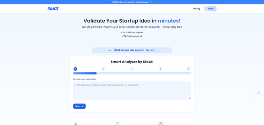StatAI Landing Page