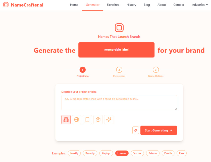NameCrafter.ai Landing Page