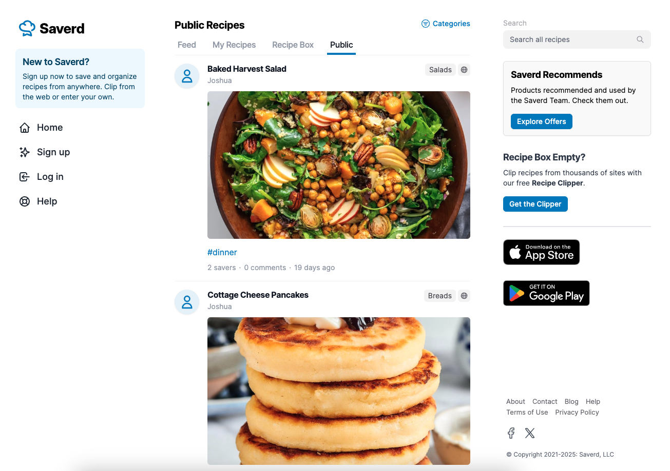Saverd App Homepage