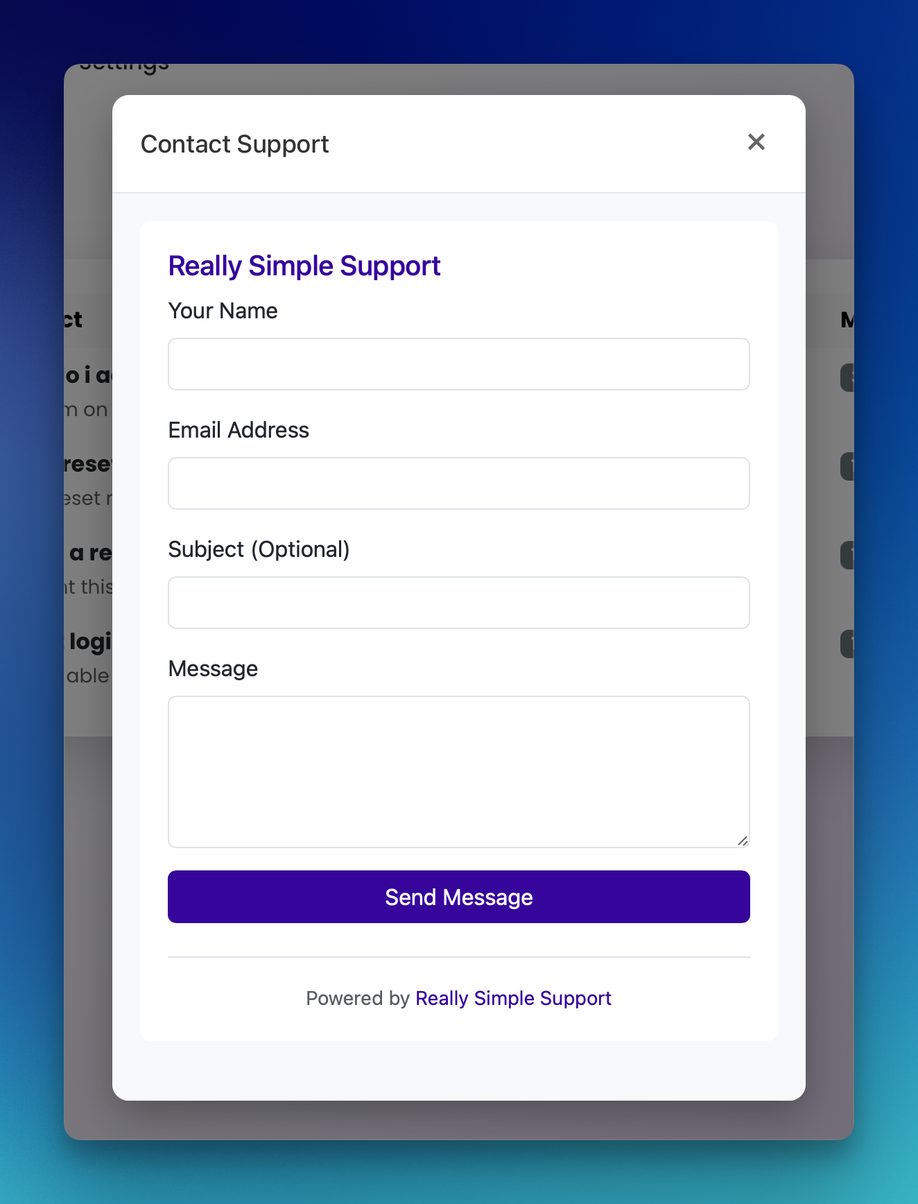 Really Simple Support Embeddable support widget